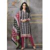 Salwar Suit- Pure Cotton with Self Print - Black and Pink (Un Stitched)